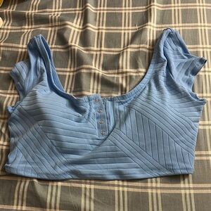 Aerie Blue Ribbed Bikini Top